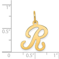 14KY Script Letter R Initial Charm