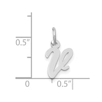 14k White Gold Small Script Letter V Initial Charm