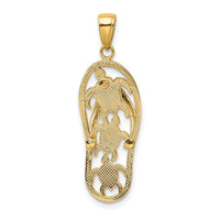 14K Enamel Cut-out Flip Flop w/ Sea Turtles Pendant