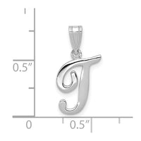 14KW White Gold Script Letter T Initial Pendant
