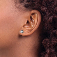 14k Black and White Crystal 6mm Post Earrings