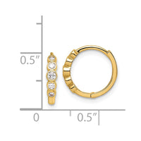 14K CZ Hinged Hoop Earrings